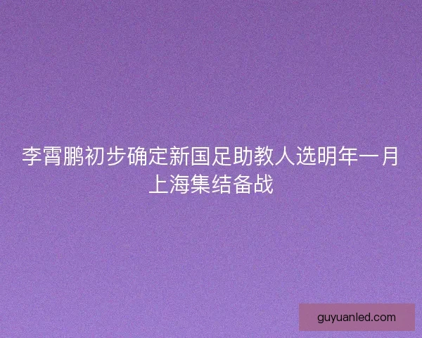 李霄鹏初步确定新国足助教人选明年一月上海集结备战